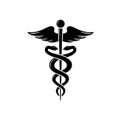 Caduceus Medical Symbol: Black and White Illustration