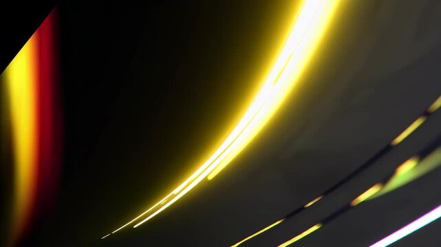 The gradient background is yellow and red, with light and shadow on the left side of the screen. The lines in front have an abstract shape giving it a serse of technology