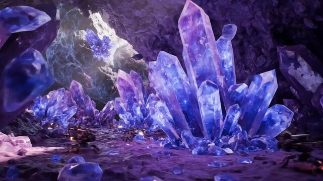 Robotic Exploration of a Glowing Purple Crystal Cave