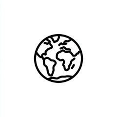 Simple Black Line Art World Globe Illustration