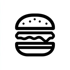 Simple Line Art Black And White Burger Illustration