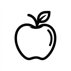 Simple Line Drawing of a Red Apple