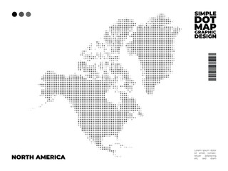 Minimalist dot map of North America for infographic and Education use