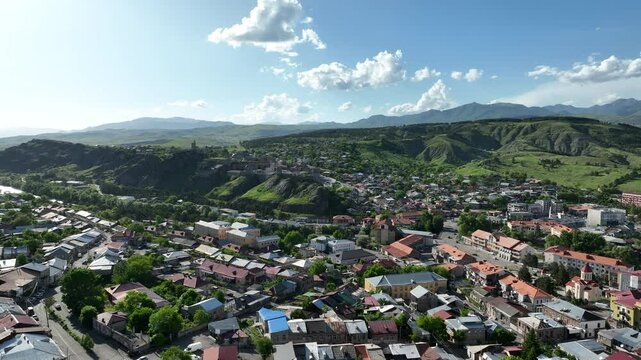 Aerial View of Rabati Castle in Akhaltsikhe, Georgia. 2025 spring
