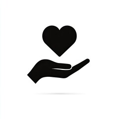 Black Silhouette Hand Holding Heart Icon