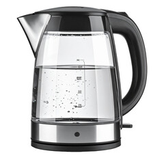 Modern electric kettle against black background