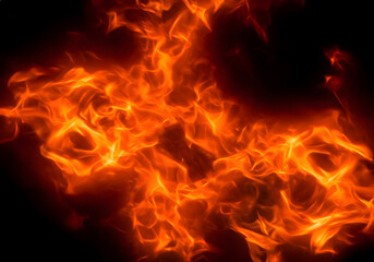 Intense Flames Fiery Orange and Red Burning Blaze Texture Background for Design.