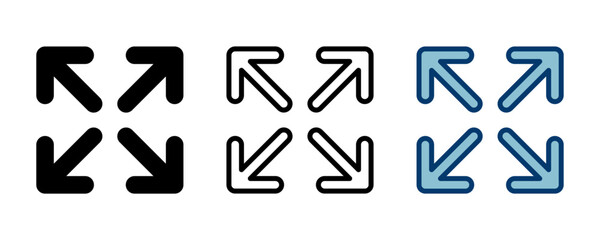 Fullscreen Icon vector isolated on white background. Expand to full screen icon. Fullscreen sign icon. Arrows symbol