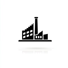 Black Factory Silhouette Icon on White Background