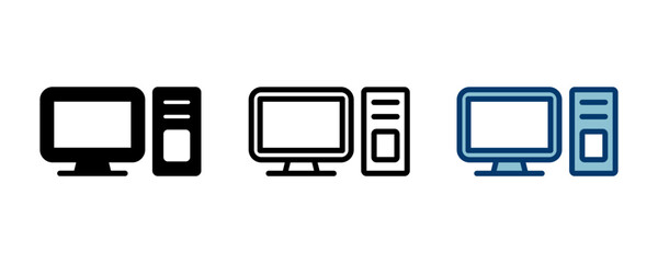 Fototapeta premium Computer icon vector isolated on white background. PC Icon vector. Computer monitor icon. Flat PC symbol
