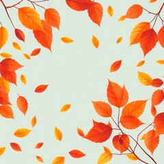 copy space for text background fall Colorful leaves orange red yellow brown gently falling against a soft concept