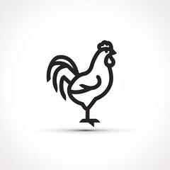 Black Line Art Rooster Illustration on White Background