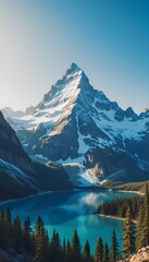 Frozen Peaks Reflecting in a Crystal Lake