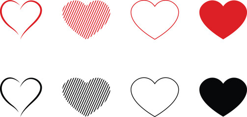 Heart vector icon. Heart shape vector. Love symbol illustration. Heart, love, romance or valentine's day red heart. Collection of heart illustration with different style