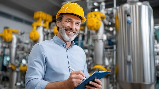 Production Line Supervisor: A focused individual, a Production Line Supervisor, meticulously reviews production details in a dynamic industrial setting.