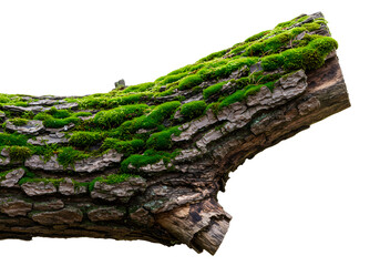 Naklejka premium Mossy Log Branch Isolated Nature, Texture, Bark, Green, Wood Detail, Ecosystem, Environment, Natural Element