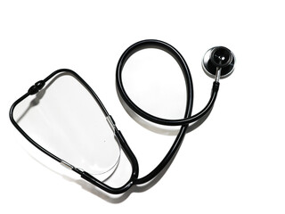 Black stethoscope isolated on white background medical equipment health care instrument