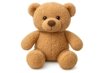 Obraz premium Soft plush teddy bear sitting, radiating childhood comfort and nostalgic charm for creative design projects