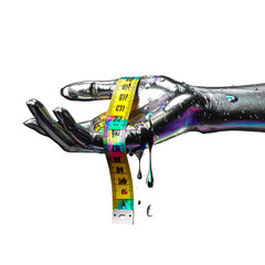 Robotic arm measuring with colorful tape digital illustration