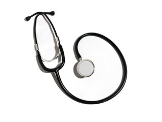 Black stethoscope isolated on white background medical equipment healthcare instrument