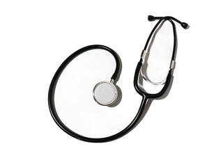 Black stethoscope isolated on white background medical instrument healthcare