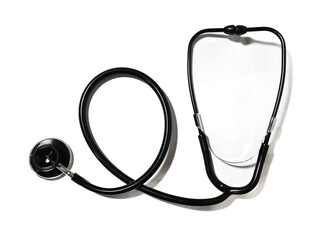 Black stethoscope isolated on white background medical equipment healthcare doctor