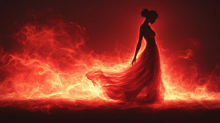 Fototapeta premium woman in red dress