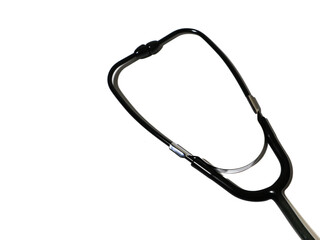 Black Stethoscope Close Up on White Background Medical Instrument Healthcare