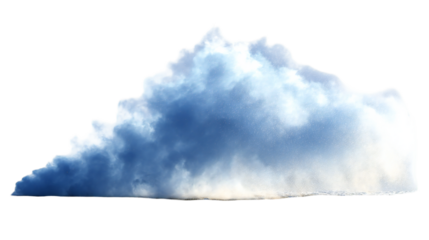 Isolated fluffy cloud with transparent background features a gradient of white and blue for weather concepts, silhouette