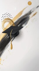 Graduation Cap Background Abstract Gold and Black Design Template