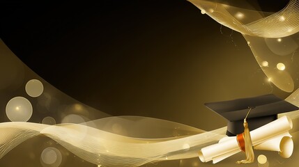 Graduation Ceremony Background with Cap and Diploma Illustration