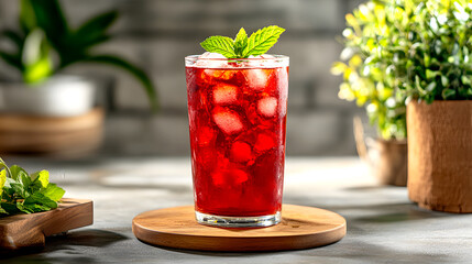 Deep Red Hibiscus Iced Tea