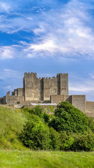 Panoramic view of medieval Dover Castle in Kent, England near London.