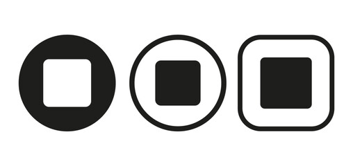 Stop icon illustration: square button graphic
