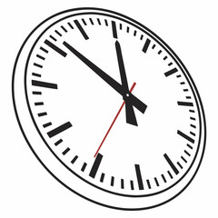 Analog clock face with black hands and markers time