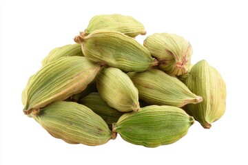 Cardamom on a white backdrop with a complete depth of field cut out image
