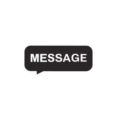 Black speech bubble with white text message communication notification
