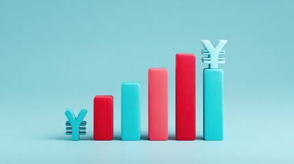 Yen Growth Chart. Financial Progress Concept. - business currency