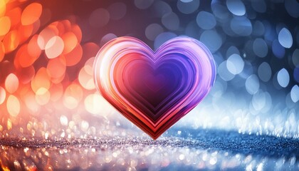 Generated image Beautiful Colorful Glass heart against backdrop of sparkles and lights