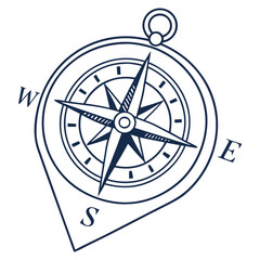 Compass location marker with cardinal directions navigation