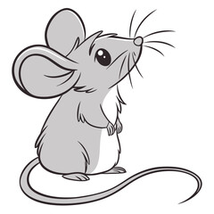 Cute grey mouse with big ears and long tail rodent animal