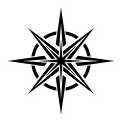 Minimalist Black Compass direction symbol for map	
