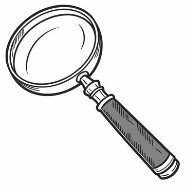 magnifying glass sketch black and white clip art preview