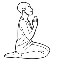Person praying with hands together meditation religious