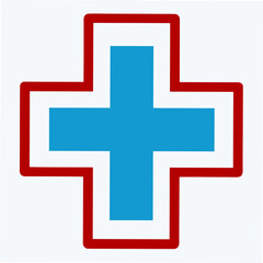 Obraz premium Red and blue medical cross symbol healthcare