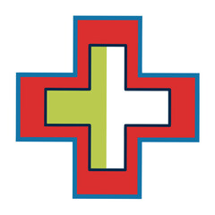 Red blue and green medical cross healthcare symbol