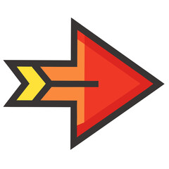 Red orange yellow arrow direction forward