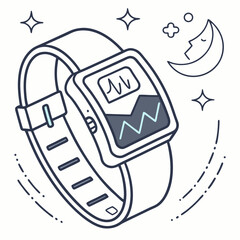 Smartwatch displaying sleep tracking data with moon and stars health wellness