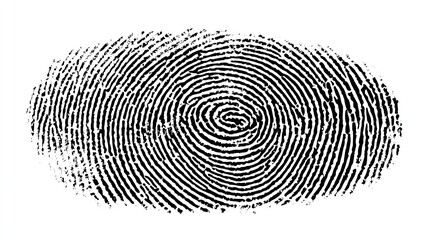 Black & white fingerprint with ridge details on a white background