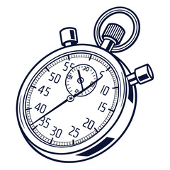 Stopwatch timekeeping device with dial and hands measurement timer